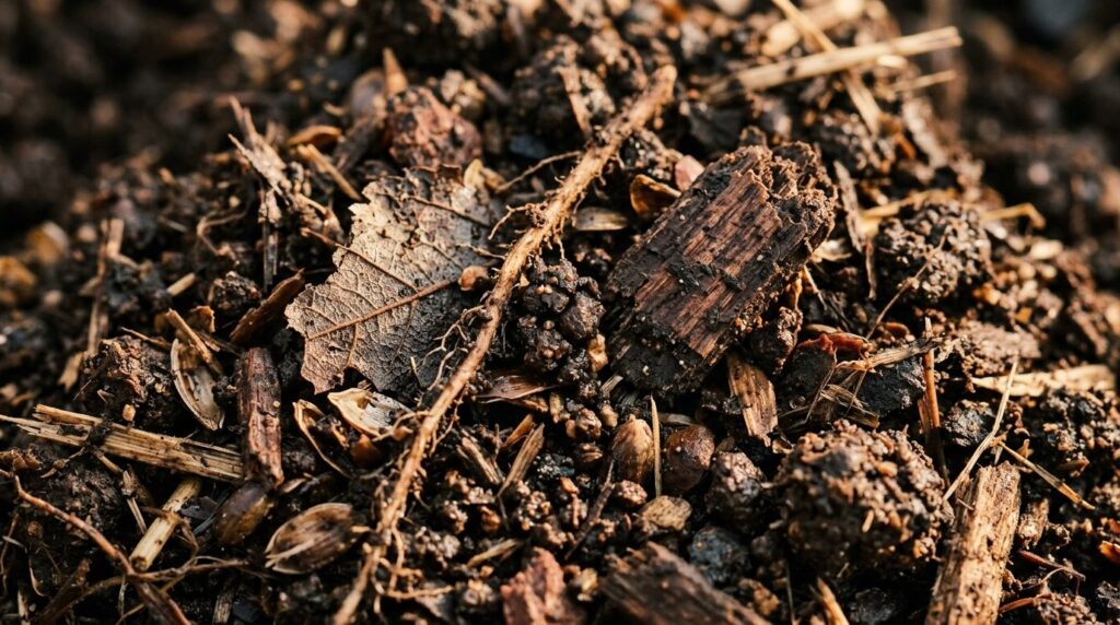Close-up macro photography of high-quality compost mulch par