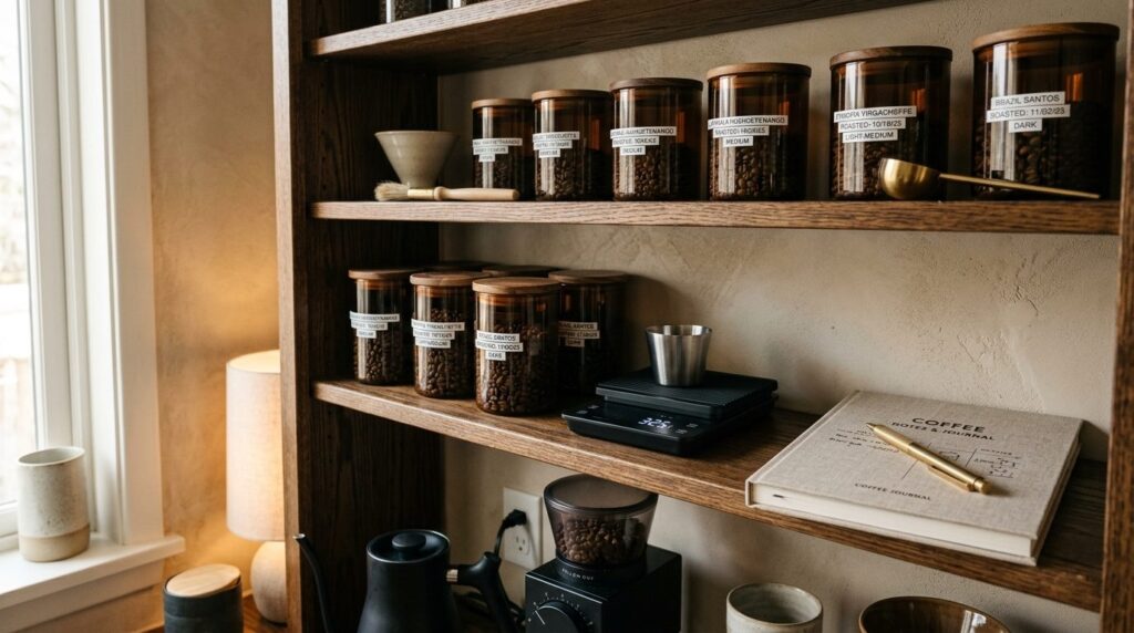 Elegant lifestyle photography of a coffee connoisseurs stor