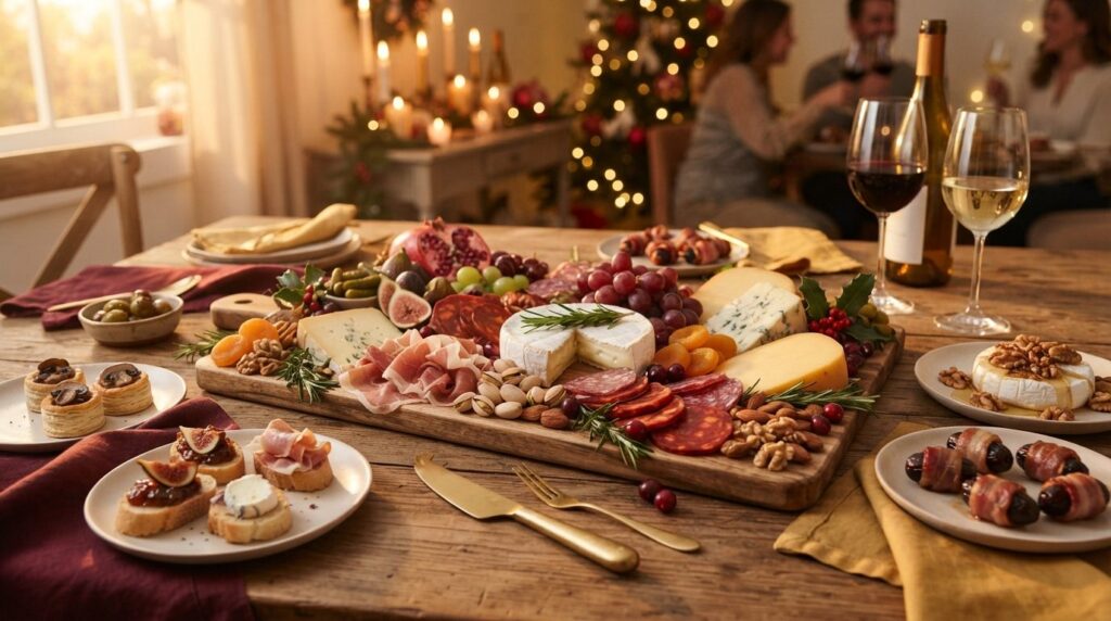 Close-up professional food photography of gourmet Christmas